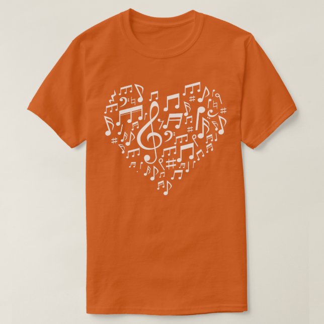 Heart Shape Musical Notes Music lovers Gifts Valen T-Shirt (Design Front)