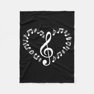 Heart Shape Musical Notes Music Lovers Happy Valen Fleece Blanket