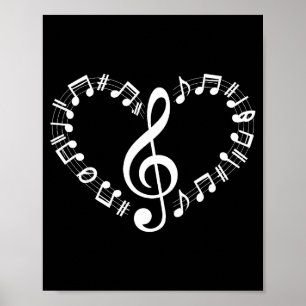 Heart Shape Musical Notes Music Lovers Happy Valen Poster