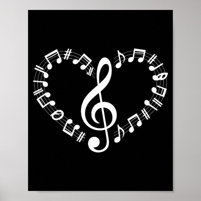 Heart Shape Musical Notes Music Lovers Happy Valen Poster (Front)