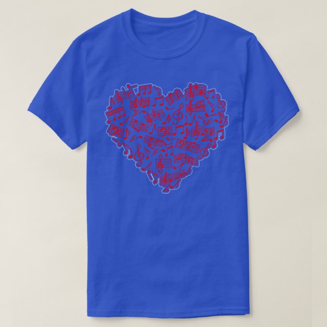 Heart Shape Musical Notes Music Lovers T-Shirt (Design Front)