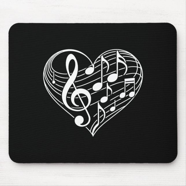 Heart Shape Musical Notes Valentines Day Men Women Mouse Pad (Front)