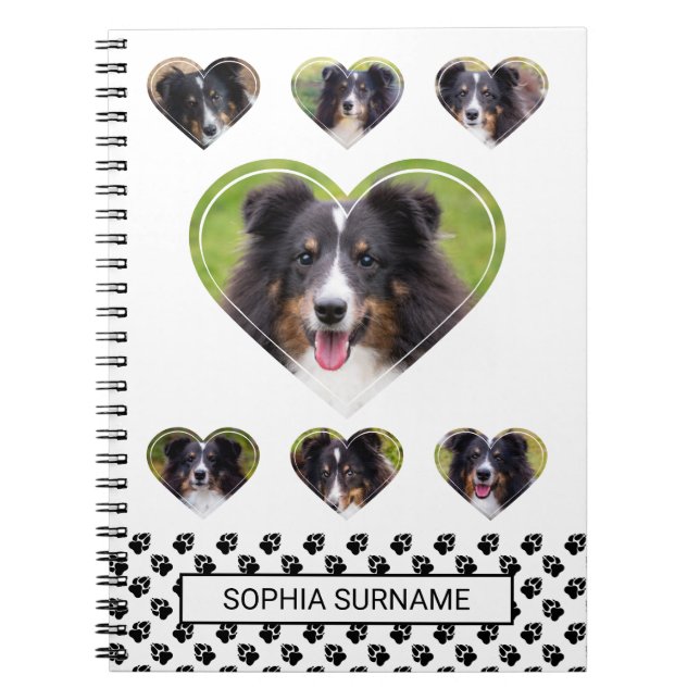 Heart Shape Pet Photo Templates And Paws & Text Notebook (Front)