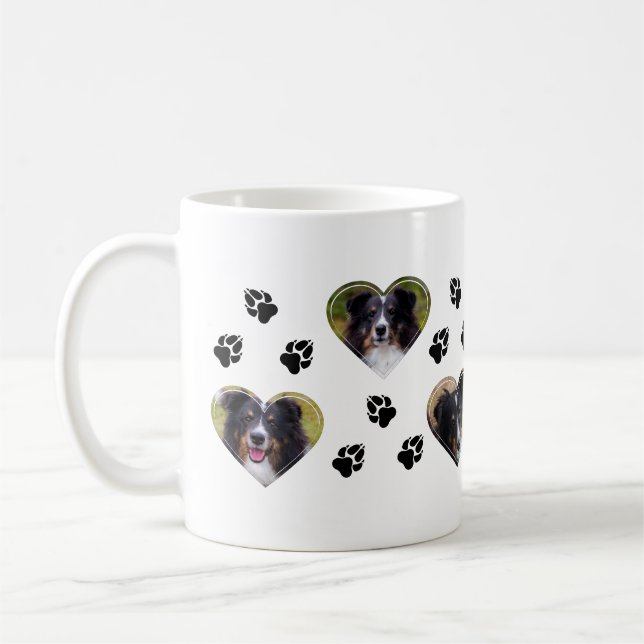 Heart Shape Pet Photo Templates With Paw Prints Coffee Mug (Left)