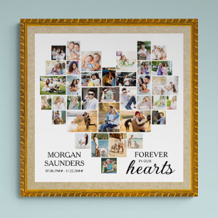 Heart Shape Photo Collage 36 Pic Funeral Memorial Poster