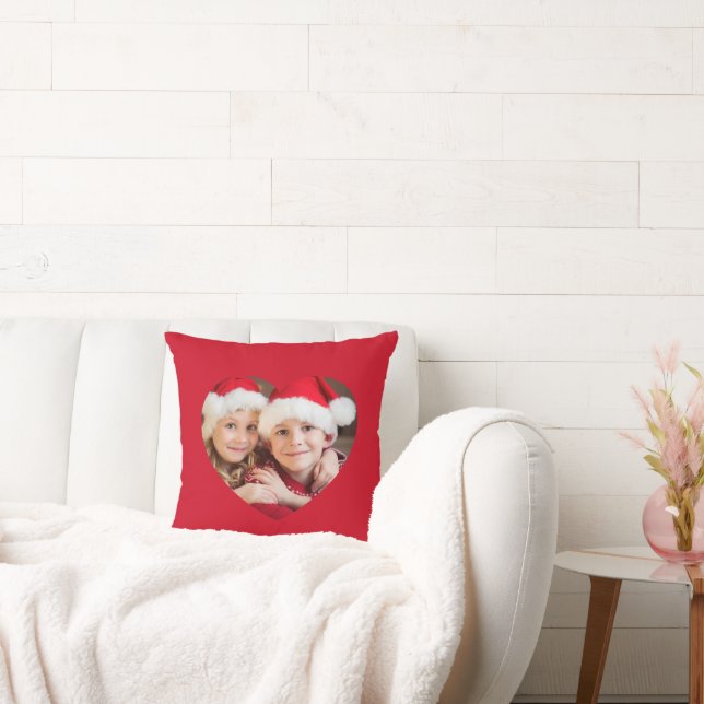 Heart Shape Photo Red Cushion (Couch)