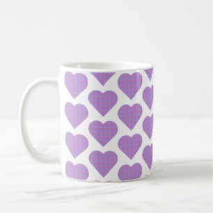 Heart Shape Plaid Pink Purple Pastel Coffee Mug