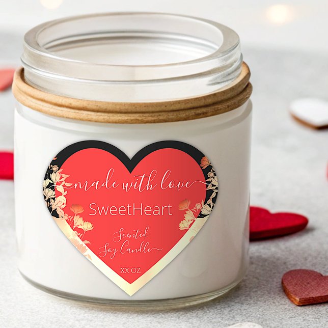 Heart Shape Product Packaging Labels Red & Gold (Creator Uploaded)