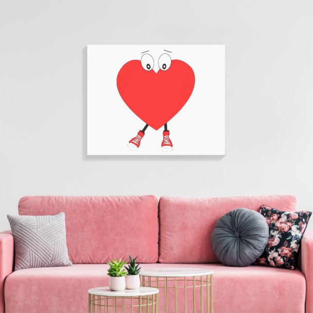 Heart Shape Red Cute Love Character Design Canvas Print (Insitu(LivingRoom))