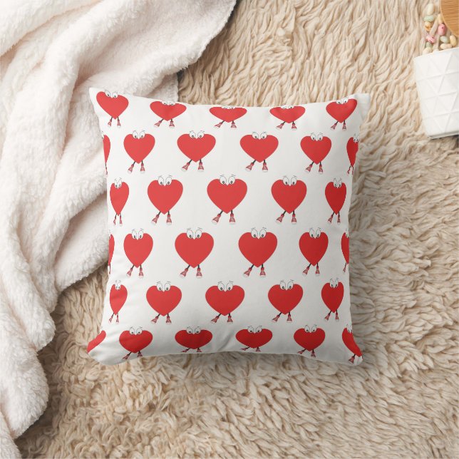 Heart Shape Red Cute Love Character Design Cushion (Blanket)
