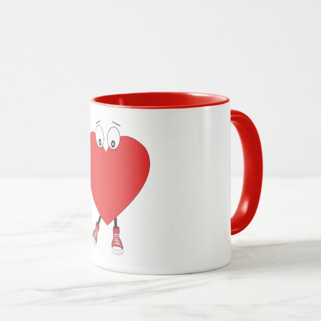 Heart Shape Red Cute Love Character Design Mug (Front Right)