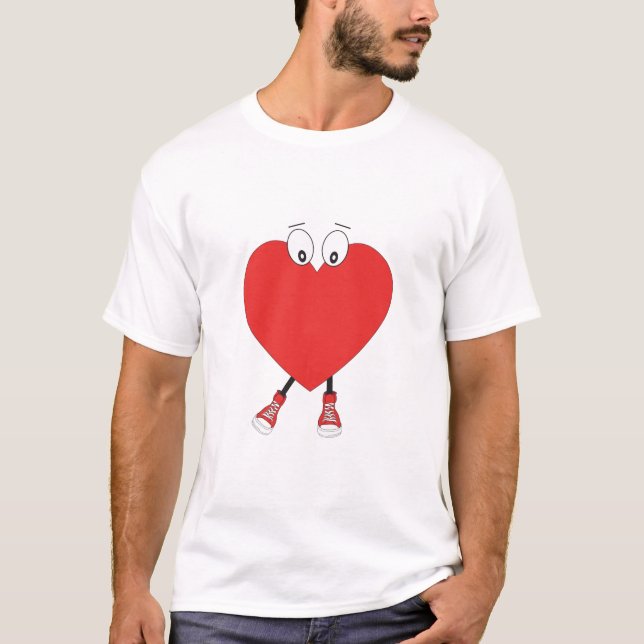 Heart Shape Red Cute Love Character Design T-Shirt (Front)