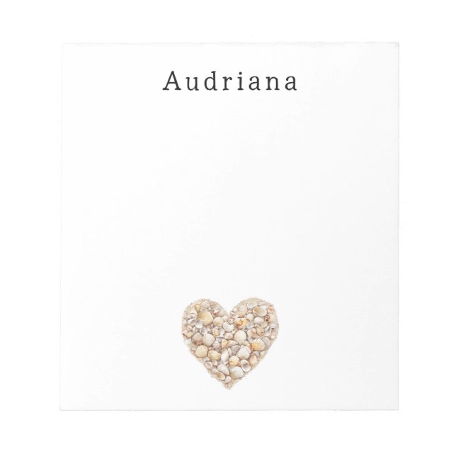 Heart Shape Sea Shells Ocean Beach Personalized  Notepad (Front)