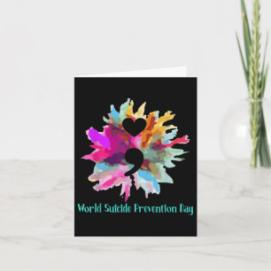 Heart Shape Semicolon Gift Suicide Prevention Awar Card