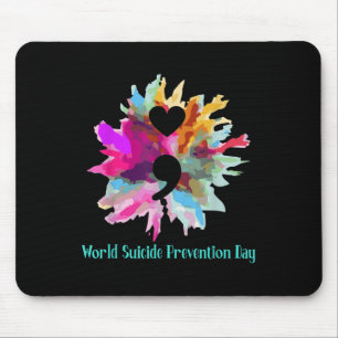 Heart Shape Semicolon Gift Suicide Prevention Awar Mouse Pad