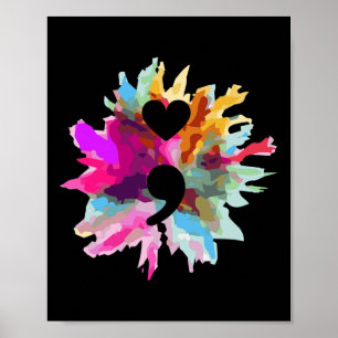 Heart Shape Semicolon Gift Suicide Prevention Awar Poster