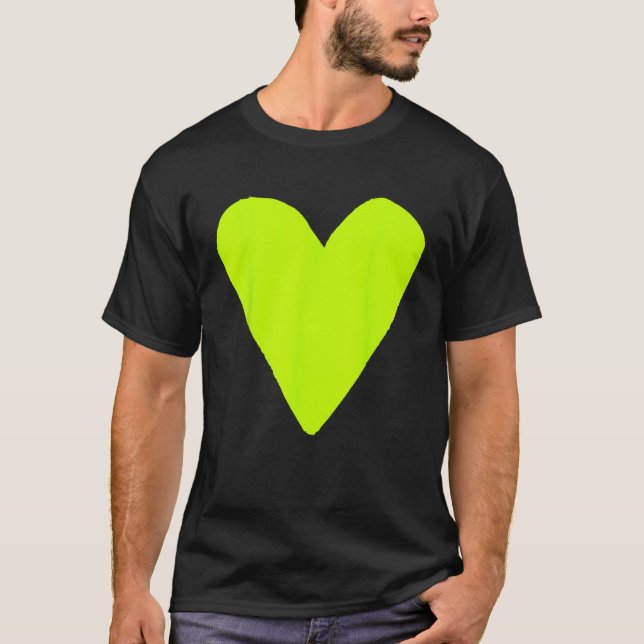 Heart Shape Symbol Love Kindness Peace Lime T-Shirt (Front)