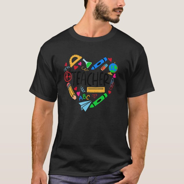 Heart Shape Teacher Back To School Graphic Tees Fo (Front)