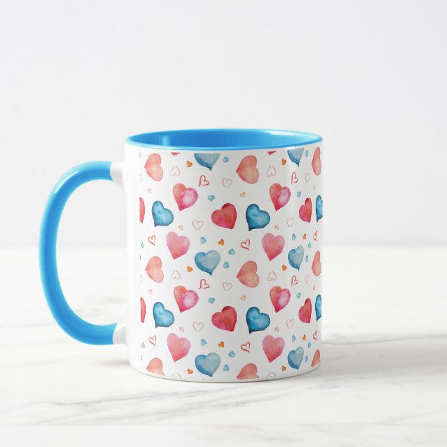 Heart Shape Watercolor Hand Painting Mug (Left)