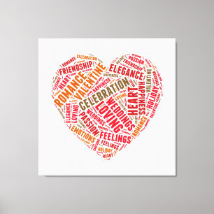 Heart shape words cloud canvas print