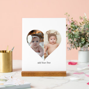 Heart Shaped 2 Photo Collage Acrylic Sign