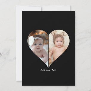 Heart Shaped 2 Photo Collage Announcement