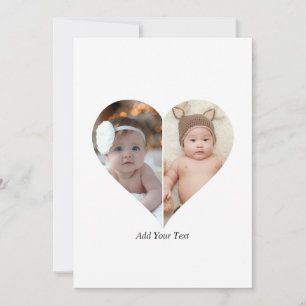 Heart Shaped 2 Photo Collage Announcement