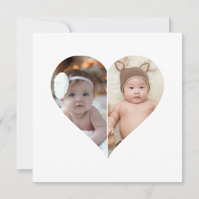 Heart Shaped 2 Photo Collage Card (Front)