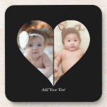 Heart Shaped 2 Photo Collage Coaster<br><div class="desc">This Custom Heart Shaped Photo design beautifully arranges your favourite memories into the shape of a heart, symbolising love and connection. Perfect for special occasions like anniversaries, weddings, or Valentine's Day, this design highlights your cherished moments meaningfully and artfully. Its unique layout creates a visually captivating keepsake, ideal for gifting...</div>