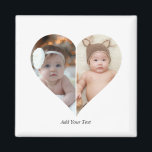 Heart Shaped 2 Photo Collage Magnet<br><div class="desc">This Custom Heart Shaped Photo design beautifully arranges your favourite memories into the shape of a heart, symbolising love and connection. Perfect for special occasions like anniversaries, weddings, or Valentine's Day, this design highlights your cherished moments meaningfully and artfully. Its unique layout creates a visually captivating keepsake, ideal for gifting...</div>