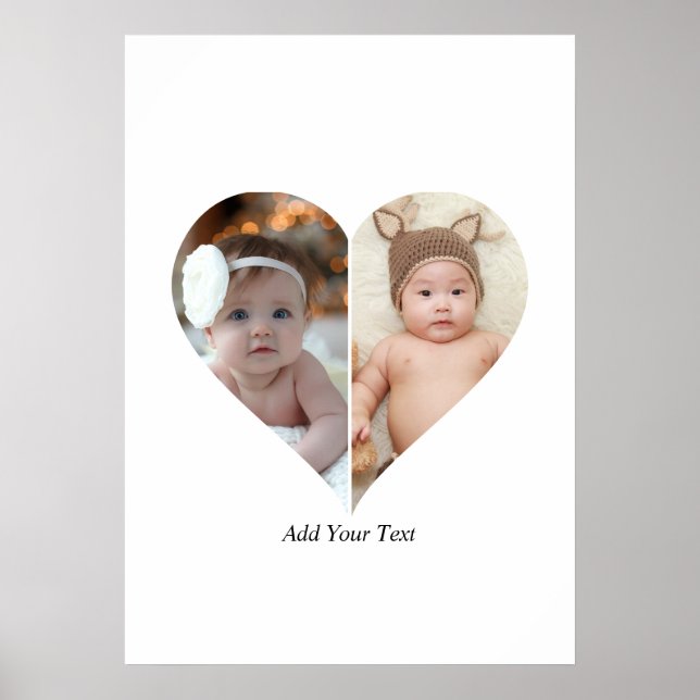 Heart Shaped 2 Photo Collage Poster (Front)