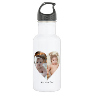 Heart Shaped 2 Photo Collage Poster 532 Ml Water Bottle
