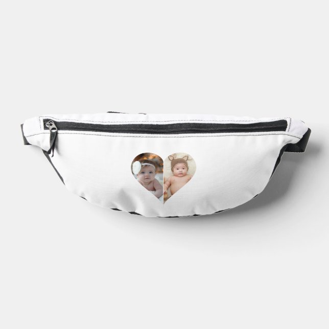 Heart Shaped 2 Photo Collage Poster Bum Bags (Lay Down)