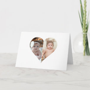 Heart Shaped 2 Photo Collage Poster Card