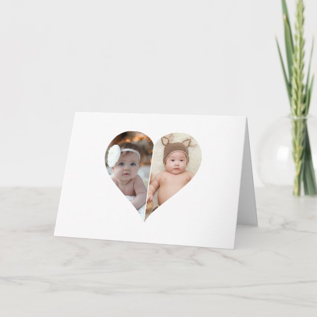 Heart Shaped 2 Photo Collage Poster Card (Front)