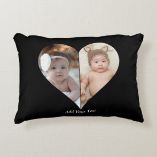 Heart Shaped 2 Photo Collage Poster Decorative Cushion