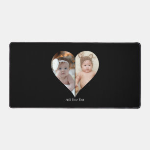 Heart Shaped 2 Photo Collage Poster Desk Mat