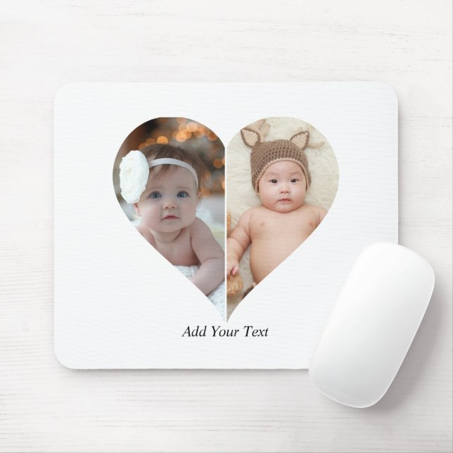 Heart Shaped 2 Photo Collage Poster Mouse Pad (With Mouse)