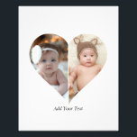 Heart Shaped 2 Photo Collage Print<br><div class="desc">This Custom Heart Shaped Photo design beautifully arranges your favourite memories into the shape of a heart, symbolising love and connection. Perfect for special occasions like anniversaries, weddings, or Valentine's Day, this design highlights your cherished moments meaningfully and artfully. Its unique layout creates a visually captivating keepsake, ideal for gifting...</div>