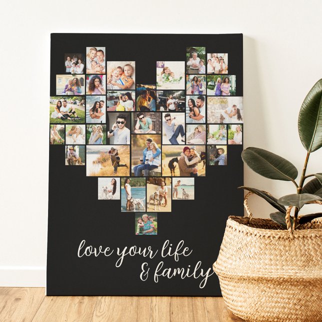 Heart Shaped 36 Photo Collage Love Life Family Can Canvas Print (Creator Uploaded)