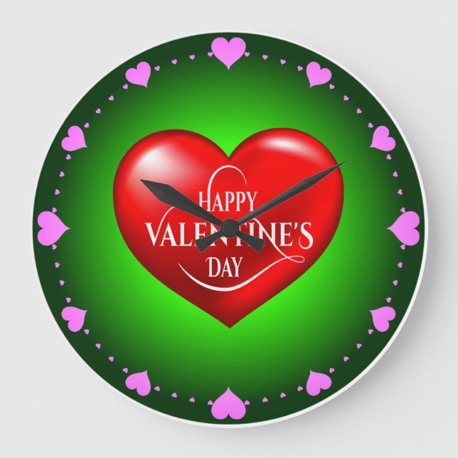 Heart Shaped 3d Red Love Symbol-50420 Large Clock (Front)