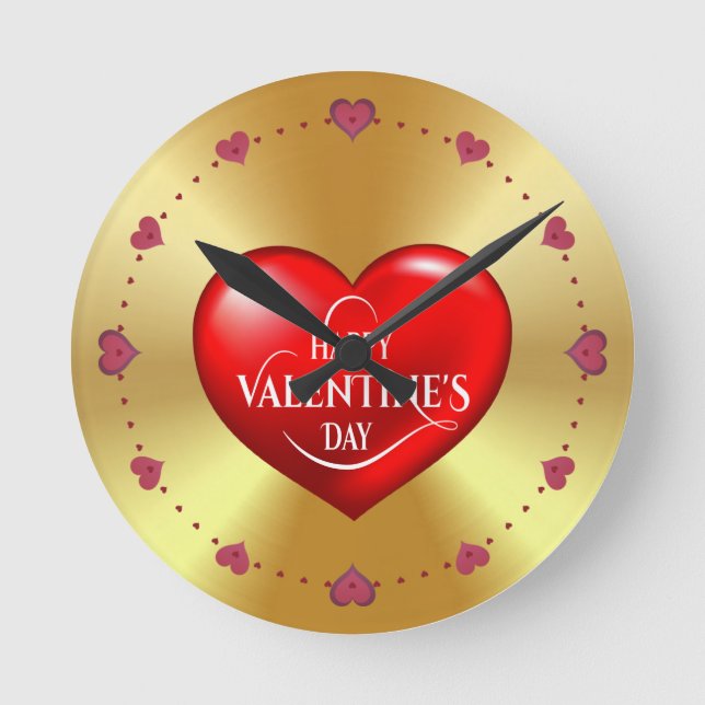 Heart Shaped 3d Red Love Symbol-50420 Round Clock (Front)