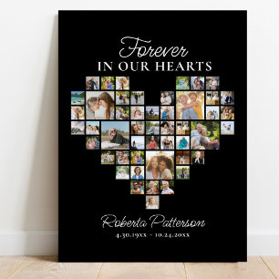 Heart Shaped 48 Photo Collage Funeral Welcome Poster