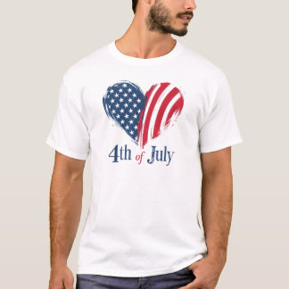 Heart-Shaped 4th of July Design T-Shirt