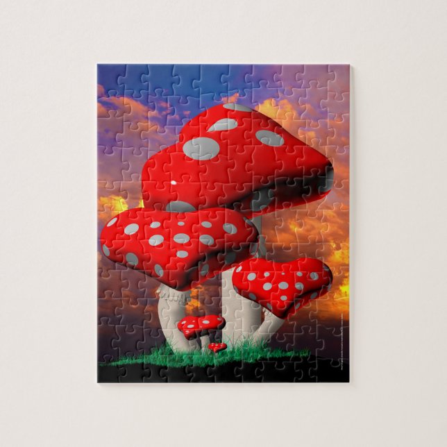 Heart Shaped Amanita Muscaria Mushrooms Jigsaw Puzzle (Vertical)