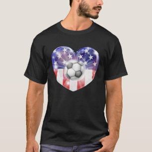 Heart Shaped American Flag Soccer Football Ball T-Shirt