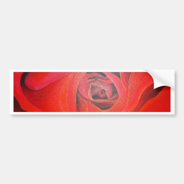 Heart Shaped Artistic Red Rose Bumper Sticker (Front)