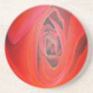 Heart Shaped Artistic Red Rose Coaster