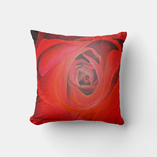 Heart Shaped Artistic Red Rose Cushion (Front)