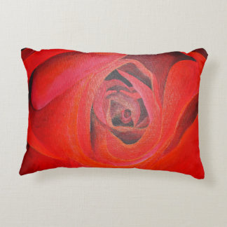 Heart Shaped Artistic Red Rose Decorative Cushion